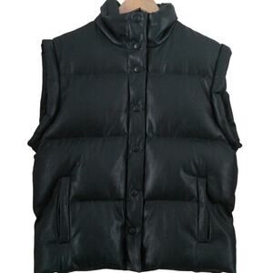 Blank NYC Faux Leather Puffer Vest-Evergreen Color-Size Medium Women's-NWOT
